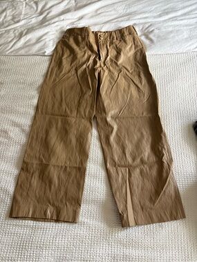 Chico's Straight-Leg Coated Wide Pants in Tan - size 4